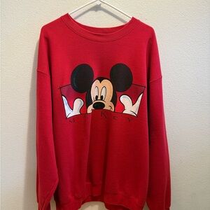 Vintage/Retro Disney Red Crewneck Mickey Sweater